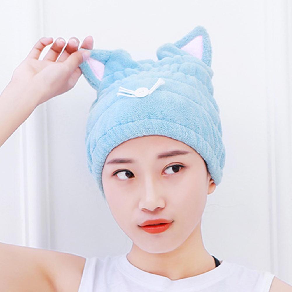 Hair Drying Adjustable Cap Hair Wrap Towel Cute Bath Hair Hat With Ears Cat
