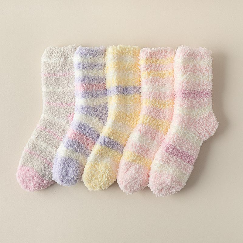 Women's Mid-Calf Coral Fleece Sleep Socks - Warm Home Floor Socks