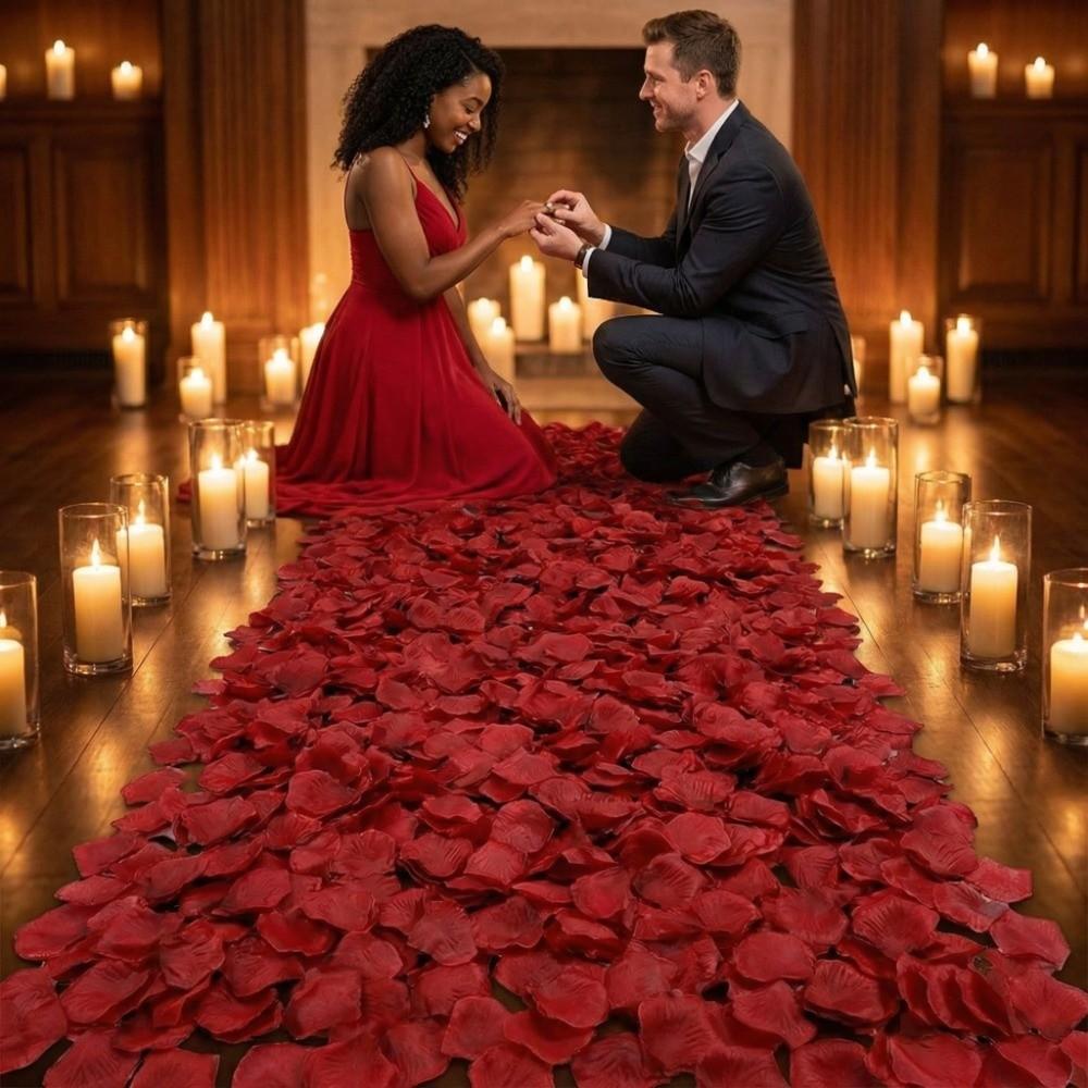 990pcs Realistic DIY Simulated Rose Petals Wedding Party Supplies Fake Flower Petals Romantic Valentine's Day Decoration Wedding