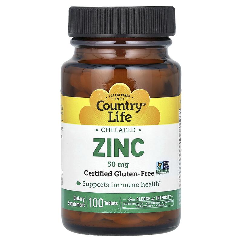 Chelated Zinc, 50 mg, 100 Tablets