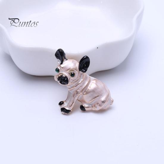 Cartoon Cute Ugly Dog Shape Brooch Shining Rhinestones Inlaid Eyes Pin Suit Lapel Badge Jewelry Gift Coat Accessories
