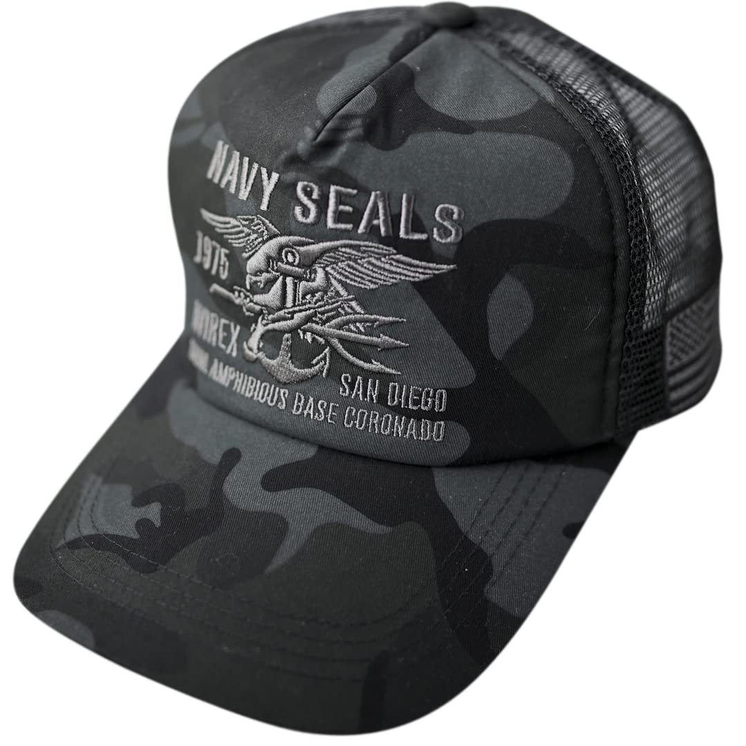 

Avirex Standard Military Mesh Available in 2 Sizes Summer Cap Navy Seals Black Men s Cap, (XL, LL), (Free Size, Camo)