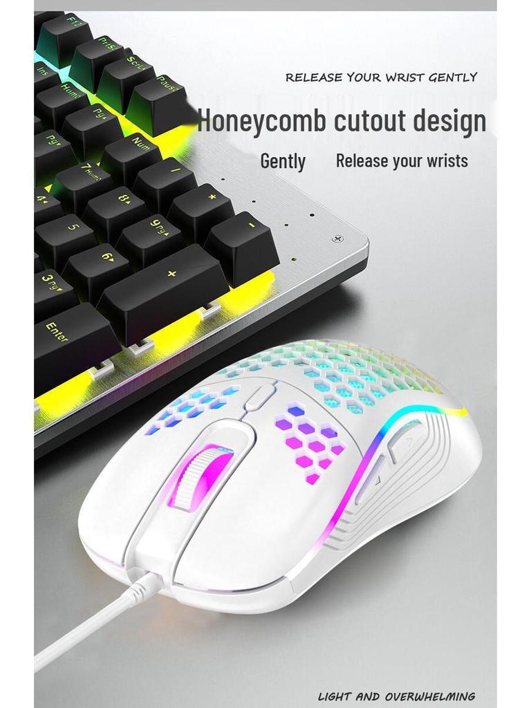 Ergonomic RGB Wired Lightweight Gaming Mouse with Hollow Design