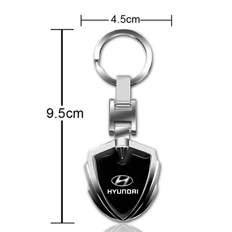 1Pcs Car Emblem Stying Metal Key Rings Shield Shaped Keychain For Hyundai Accent AMICA Aslan Azera DYNASTY Elantra Equus Galloper
