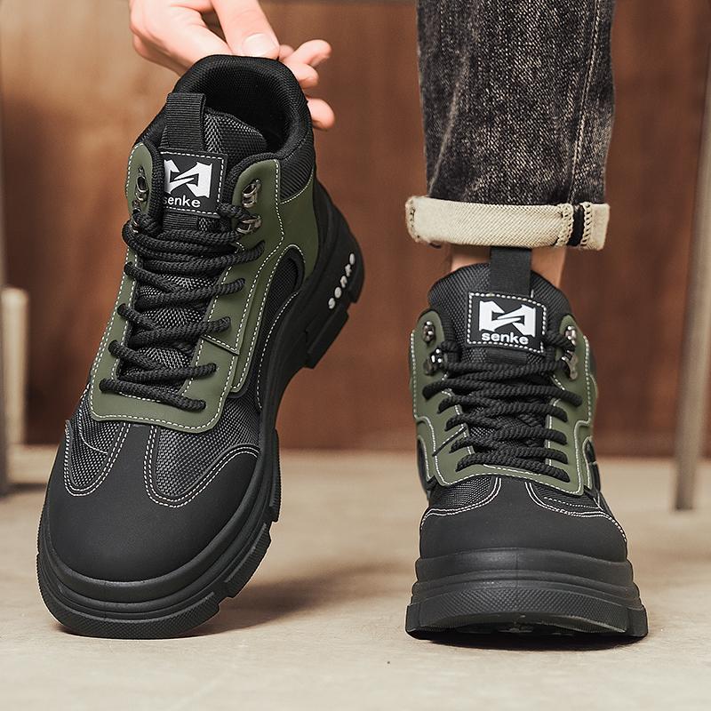 Autumn new men's high-top thick-soled Martin boots trendy British outdoor tooling short boots live leather casual men's boots