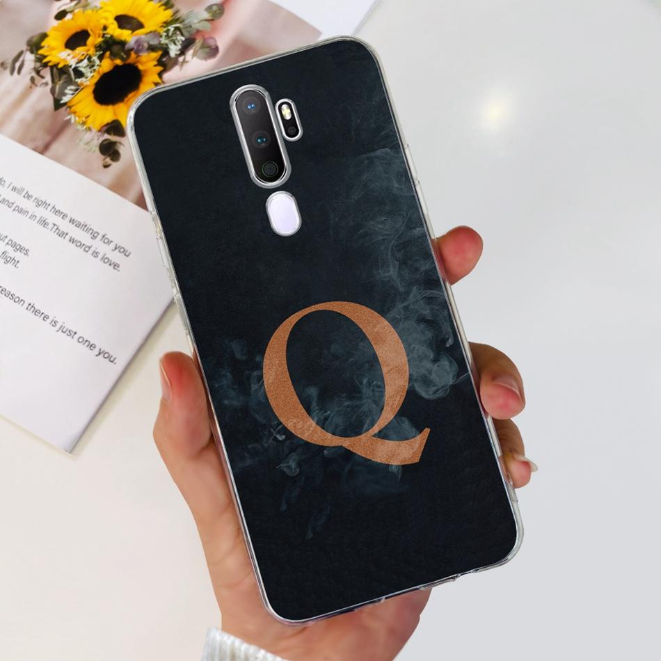 For Oppo A9 (2020) A5 (2020) Case Fashion Letter Soft Silicone TPU Cover For Oppo A9 A5 2020 Transparent Shockproof Phone Bumper