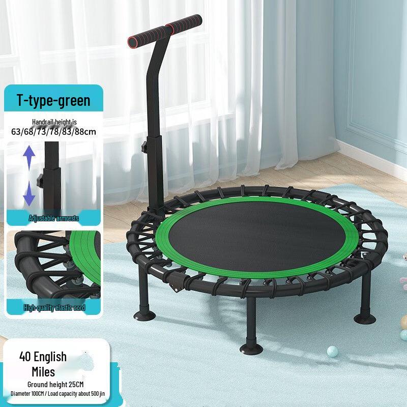 Children s 40-inch Foldable Indoor Trampoline with Handrail