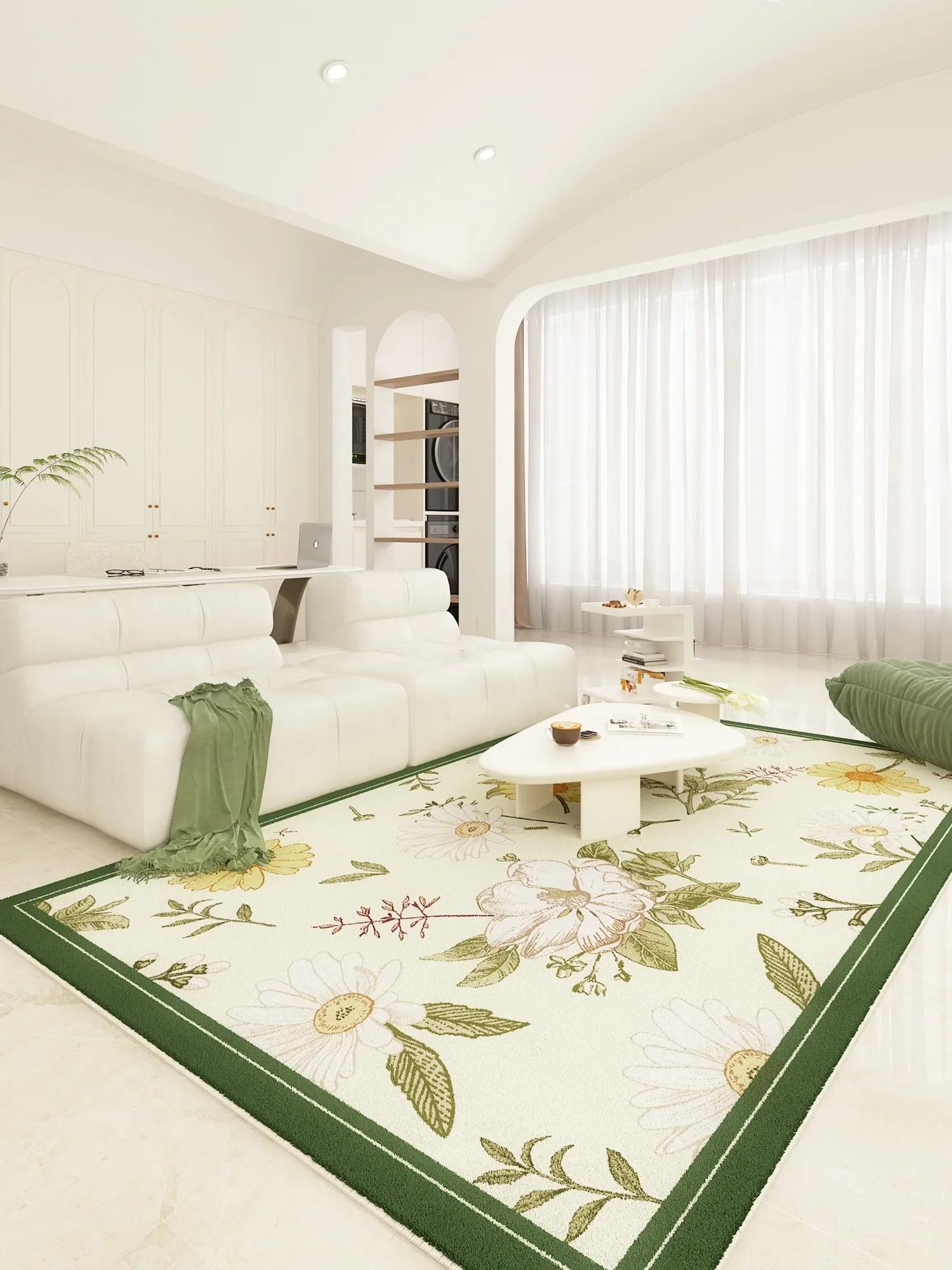 

Simple Summer-Floral Area Rug – Soft Plush Living Room Carpet for Coffee Table & Bedroom Bedside, Non-Slip Wear-Resistant 60*90cm