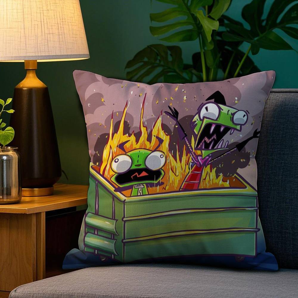 Cartoon I-Invader Z-Zim Pillow Case Plush Fabric Soft Double Sided Print Sofa Cushion Cover Throw Pillow Covers