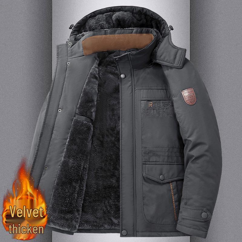 Men's Plus Size Winter Thick Velvet Cotton Jacket - Warm Anti-Cold Outerwear