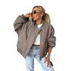 2025 Winter New Plus Size Loose Casual Solid Color Long Sleeve Button Oversized Cotton Jacket