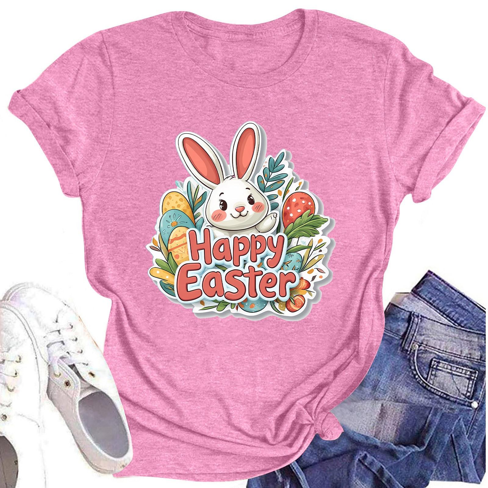 

Женский топ с круглым вырезом, повседневный принт, футболка с короткими рукавами M розовый