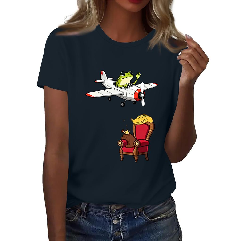 Women's Printed Round Neck Short Sleeve Top