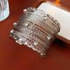 European & American Pleated Metal Bangle: Elegant Cold-Style Bracelet with High-End Luxury Design