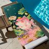 Soft pink koi fish cartoon lotus pattern polyester microfiber beach towel is highly absorbent, suitable swimming beach outings