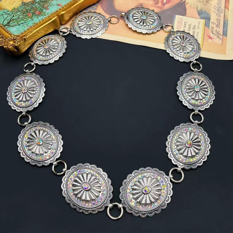 Qingdao jewelry diamond oval crystal waist chain geometric belt