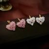 Sweet light luxury zircon love ear buckle earrings French exquisite super flash niche earrings