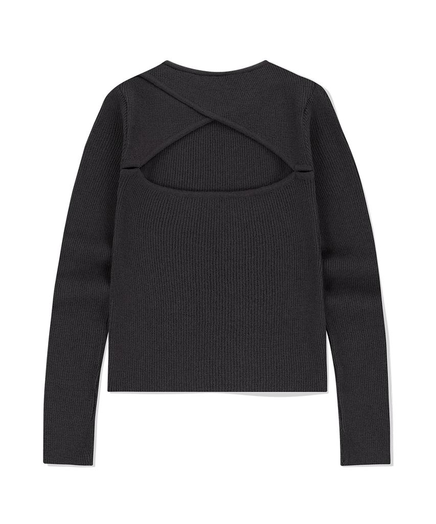 MAHAGRID Cut Off Ls Knit Charcoal(Mg2Fmfk614A)