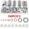 80/180/360/540/720pcs M2 M2.5 M3 M4 M5 M6 M8 M10 Stainless Steel Flat Washer Plain Gaskets Metal Washers Rings for Screw Bolt Assortment Kits