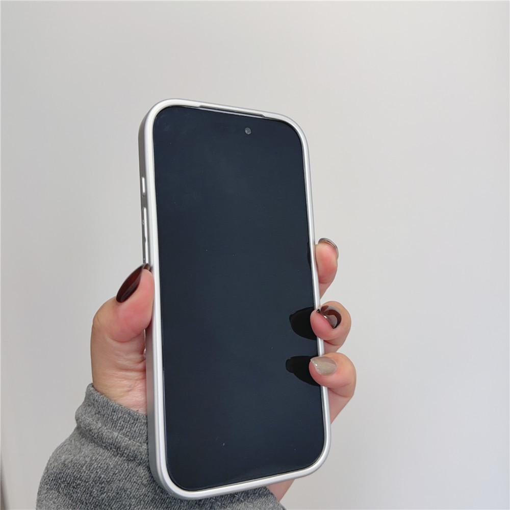 Brushed Silver Drop-Proof Case for iPhone 13/14Pro/15/16 Pro Max/17Pro