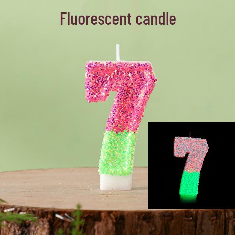 Dual-Color Fluorescent Birthday Number Candles 0-9 – High-End Party Supplies