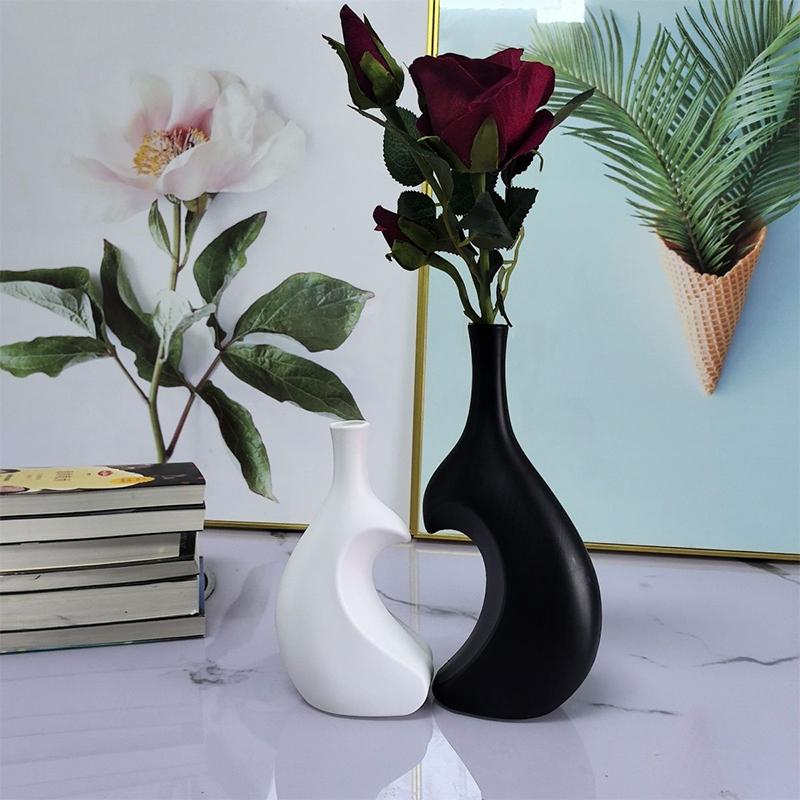 אגרטל פרחים לא סדיר רטרו יצירתי חיקוי קרמיקה פלסטיק אגרטל פרחים קישוט למשרד בסלון