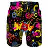 Cartoon Music Colorful Graffiti Beach Shorts Men 3d Print Swim Trunks Summer Surf Board Shorts 80s 90s Street Short Pants