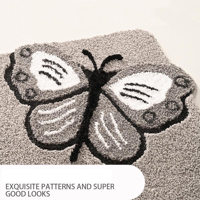 Butterfly Door Mats for Entrance Door Rubber Thick Fleece Doormat Non Slip Water Absorb Bathroom Carpet Rugs Hallway Floor Mats