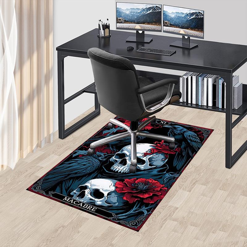 1pc Skull Raven Carpet Anti Slip Polyester Floor Mat for office.Bedroom