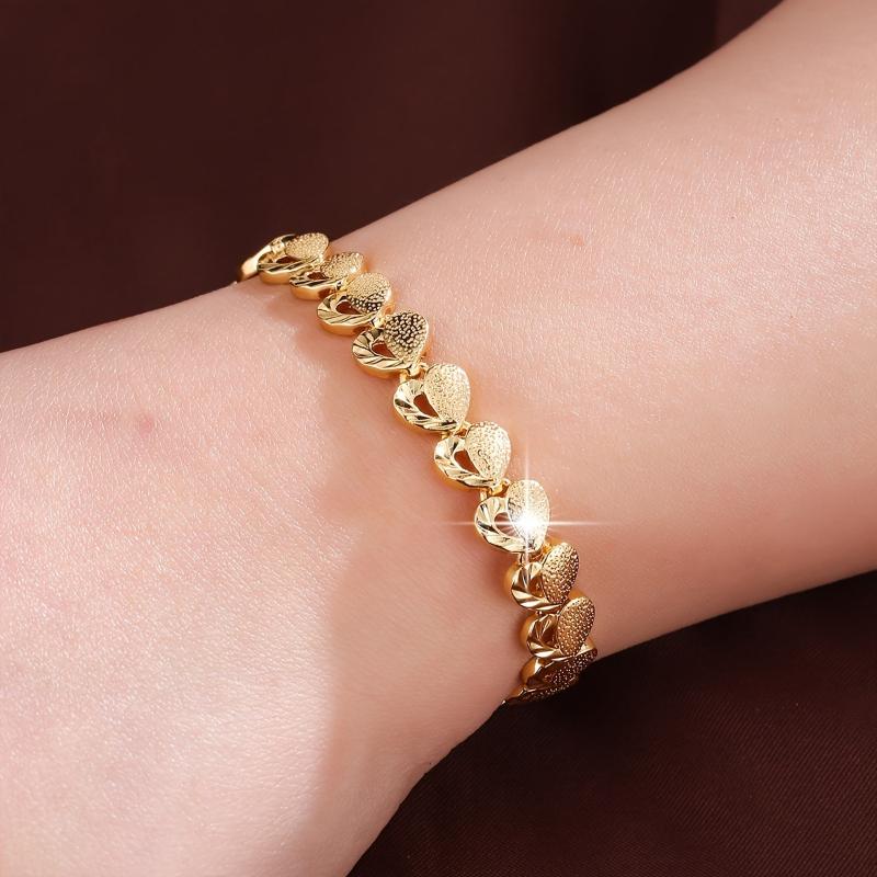 Fashion Classic Tricolor Gold Color Heart-shaped Bracelet, Multifunctional Accessory Jewelry for Women's Daily Wear