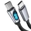240W PD USB C To USB C Cable with LED Display Fast Charging Cord for Samsung Xiaomi Vivo Realme Motorola Type C Charger Cable