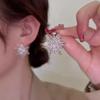 Women Shiny Zircon Imitation Pearl Snowflake Earrings Exquisite Firework Jewelry For Christmas Party
