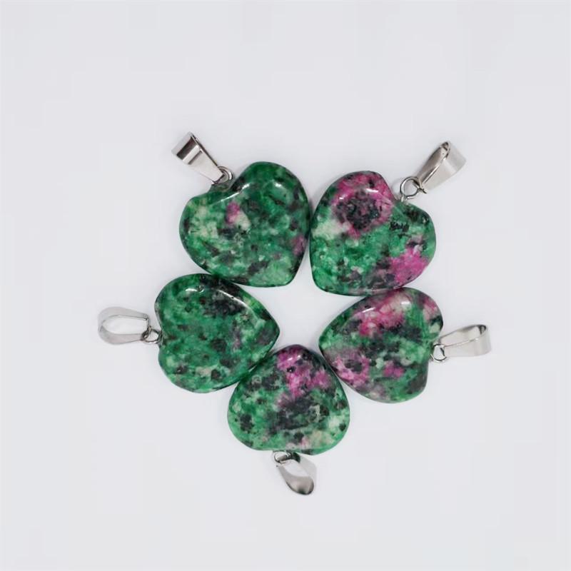 Heart-Shaped Natural Agate Pendant Necklace - 20mm Crystal Stone