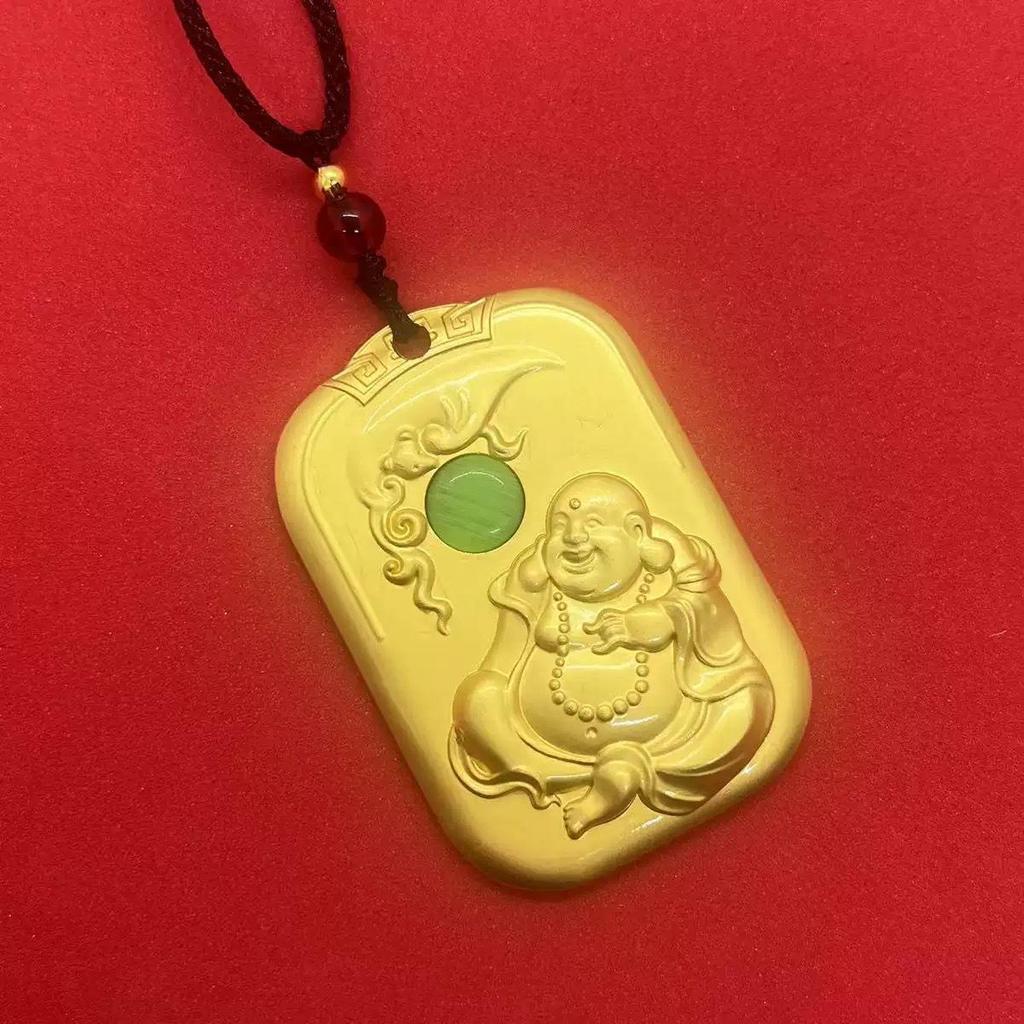 Ancient Sand Gold Thousand-Hand Guanyin Necklace with Cat's Eye Pendant - Hot Selling Long-Lasting Color Jewelry