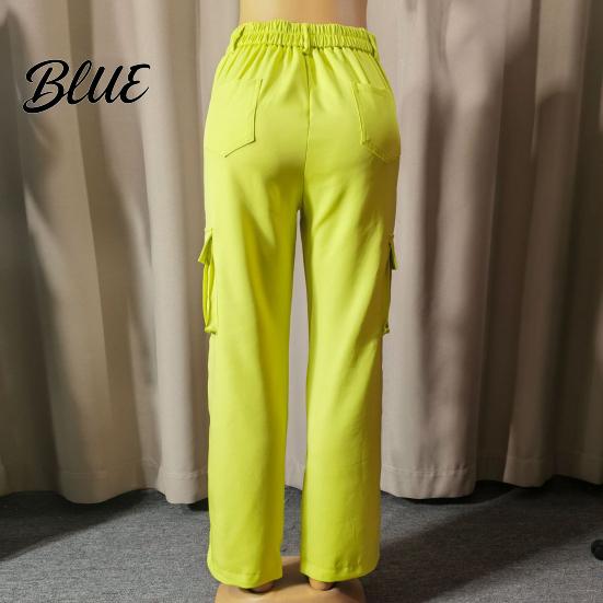 Loose Fit Leg-modifying Pants Women Cargo High Waist Button Zipper Fly Casual Long Trousers Solid