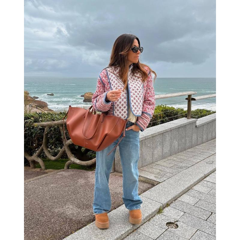 Herbst Damen Street Fashion Wendbare Bedruckte Baumwolljacke Mantel