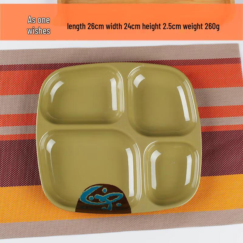 Thickened Melamine Square 5-Compartment Lunch Tray
