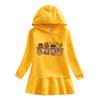 Ruffle Cartoon Rainbow Hoodie Dress - Girls' Long Sleeve Princess Style