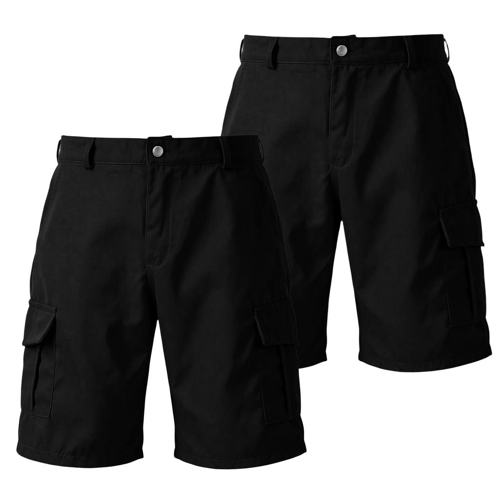 Men's Color Cargo Shorts 2-Pack with Button and Elastic Waist, 6 Pockets