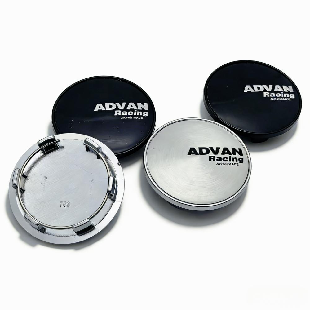 4pcs JDM Advan Racing Logo Emblem Car Wheel Center Caps OD 69MM Clips 56MM Wheels Hub Cap Rim Hubcaps Dust Cover Car Accessories