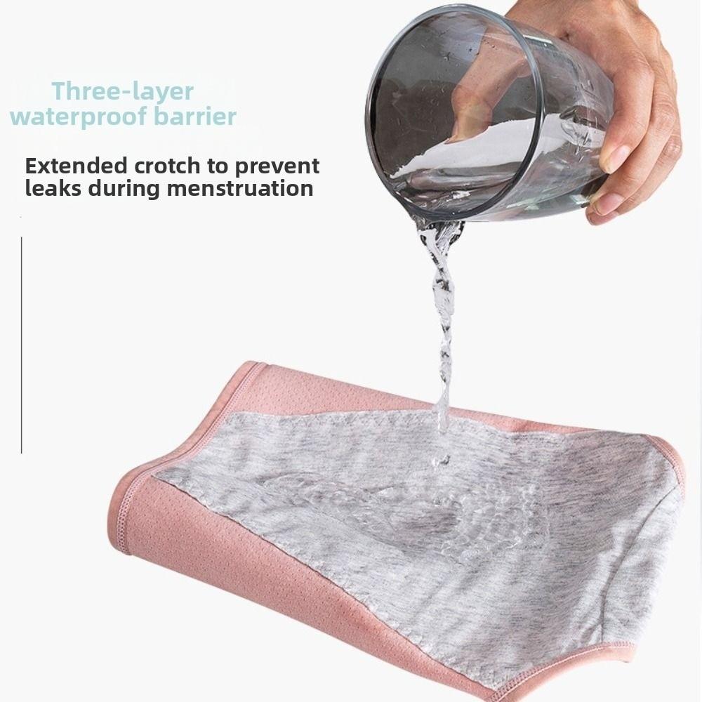 Simple Cotton Menstrual Panties Middle Waist 3 Layer Waterproof Period Briefs Soft High Elastic Physiological Pants Daily Sports