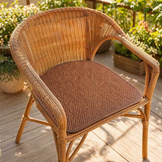 Handwoven Rattan Seat Cushion, Summer Breathable Square Chair Mat, Anti-slip Cooling Sitting Pad for Dining & Office Chairs