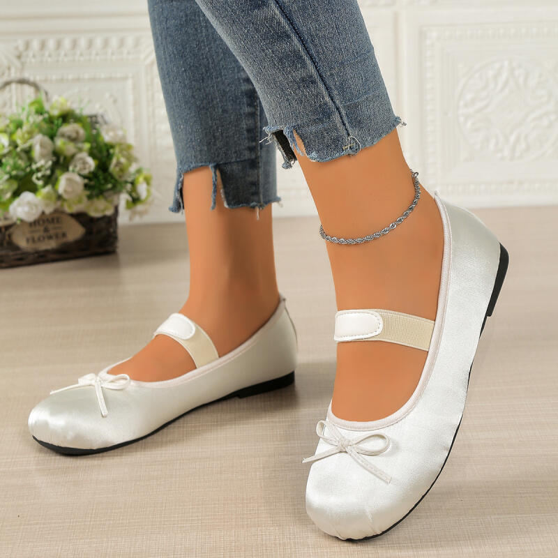 Fashion Elegant Bowknot Decoration Ballet Shoes Women 2025 Autumn Sweet Round Toe Flat Heel Mary Jane Shoes Fashion Dress Party Shoes