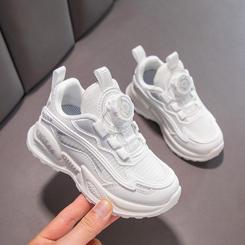 Soft Bottom and Wear Resistance Non-Slip Girl Sneaker Spring and Autumn Leather Surface New Breathable Mesh Surface Dad Shoes
