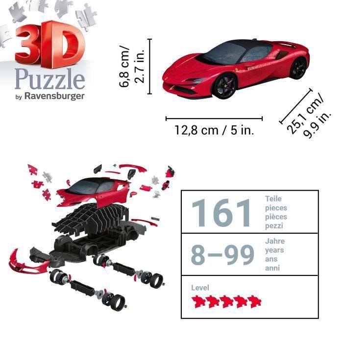 Ravensburger-puzzle 3d ferrari sf90 stradale-dès 10 ans-108 pièces numérotées à assembler sans colle-accessoire inclus-11576