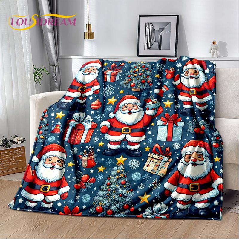 2025 Merry Christmas Tree Santa Claus,New Year Fairy Tale Gift Soft Plush Blanket,Flannel Throw Blanket for Living Room Bed Sofa