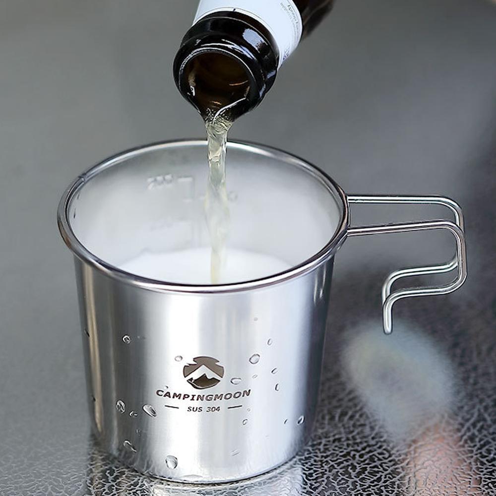 Four Outdoor Stainless Steel Sierra Cups with a Storage Bag Picnic Tableware Portable Barbecue Hiking Camping Cup Picnic Cookware