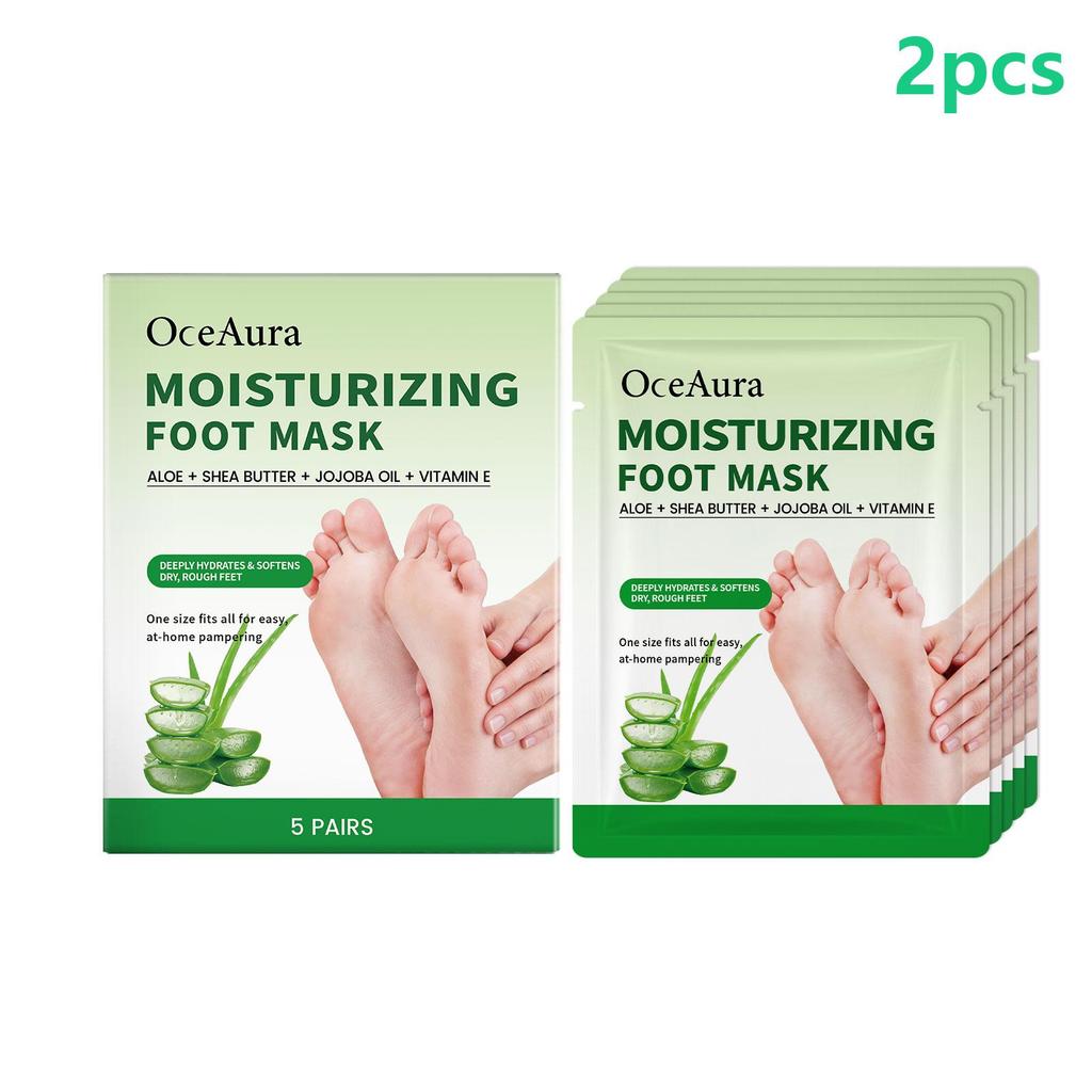 OceAura Moisturizing Foot Mask Dead Skin Remover Remove Calluses Shea Butter Aloe Vera Peeling Foot Mask for Cracked Heels 5pcs