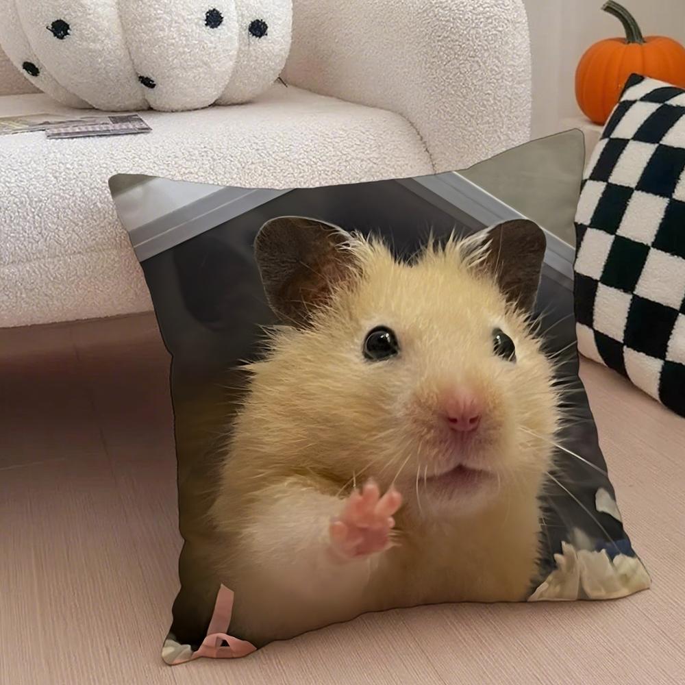 Hilarious Funny Hamster Meme Cute Art Cushion Cover Throw Pillow Cover Hidden Button Durable Polyester Chair Cushion