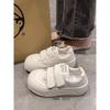 Round Head Thick Sole Big Head Shoes Women's 2025 Autumn Velcro Casual Shoes Ugly Cute Sports Shoes Height Increase Versatile Little White Shoes